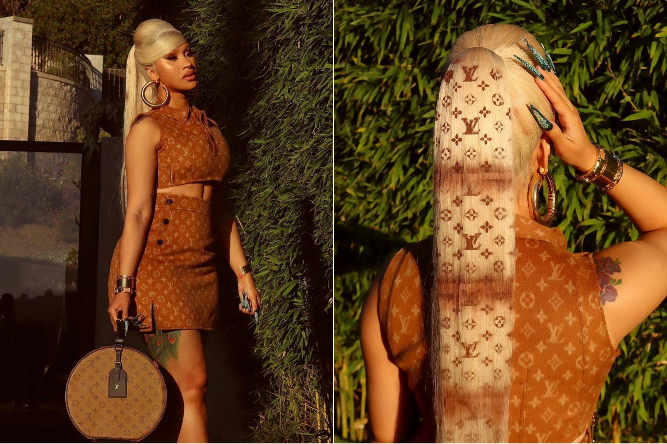 Cardi B nhuom toc logo Louis Vuitton, xach tui 7.000 USD hinh anh