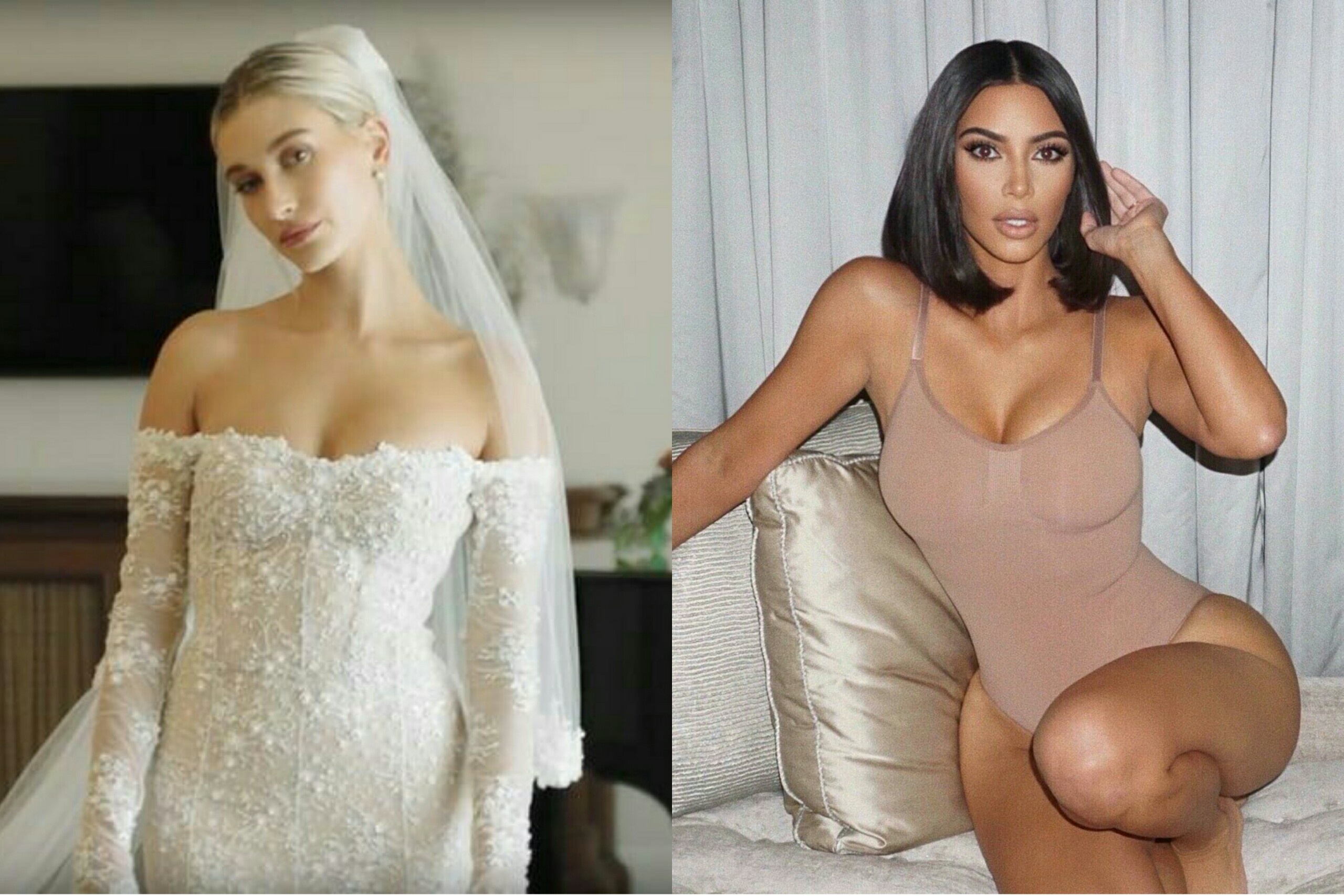 Hailey Bieber mac do lot hang cua Kim Kardashian trong dam cuoi hinh anh