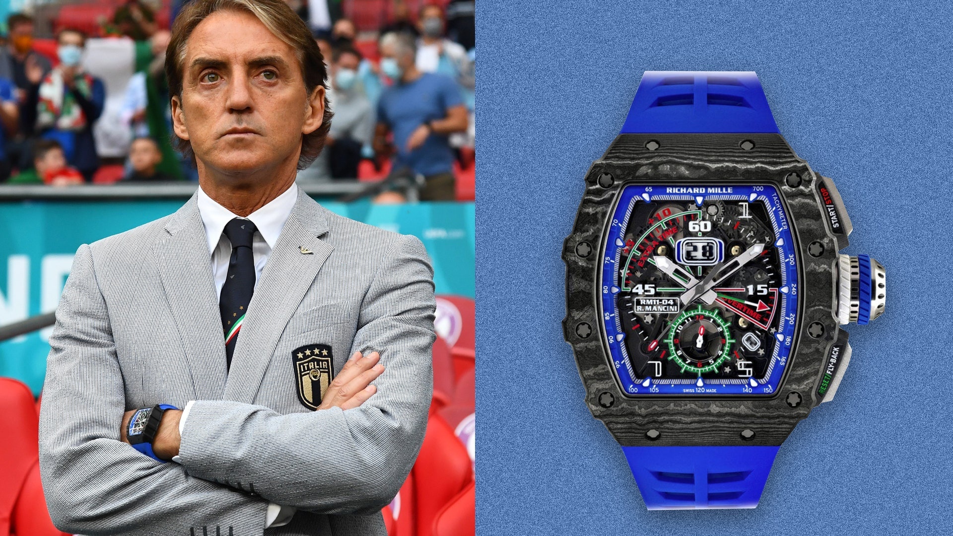 Roberto Mancini đeo đồng hồ richard mille ảnh 1 Roberto Mancini deo dong ho richard mille anh 1