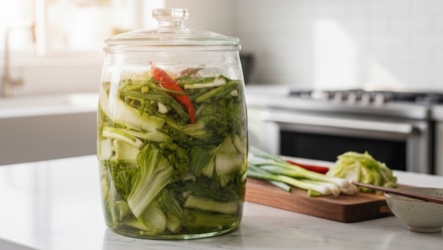 Cach an dua cai be xanh tot cho suc khoe trong dip Tet hinh anh