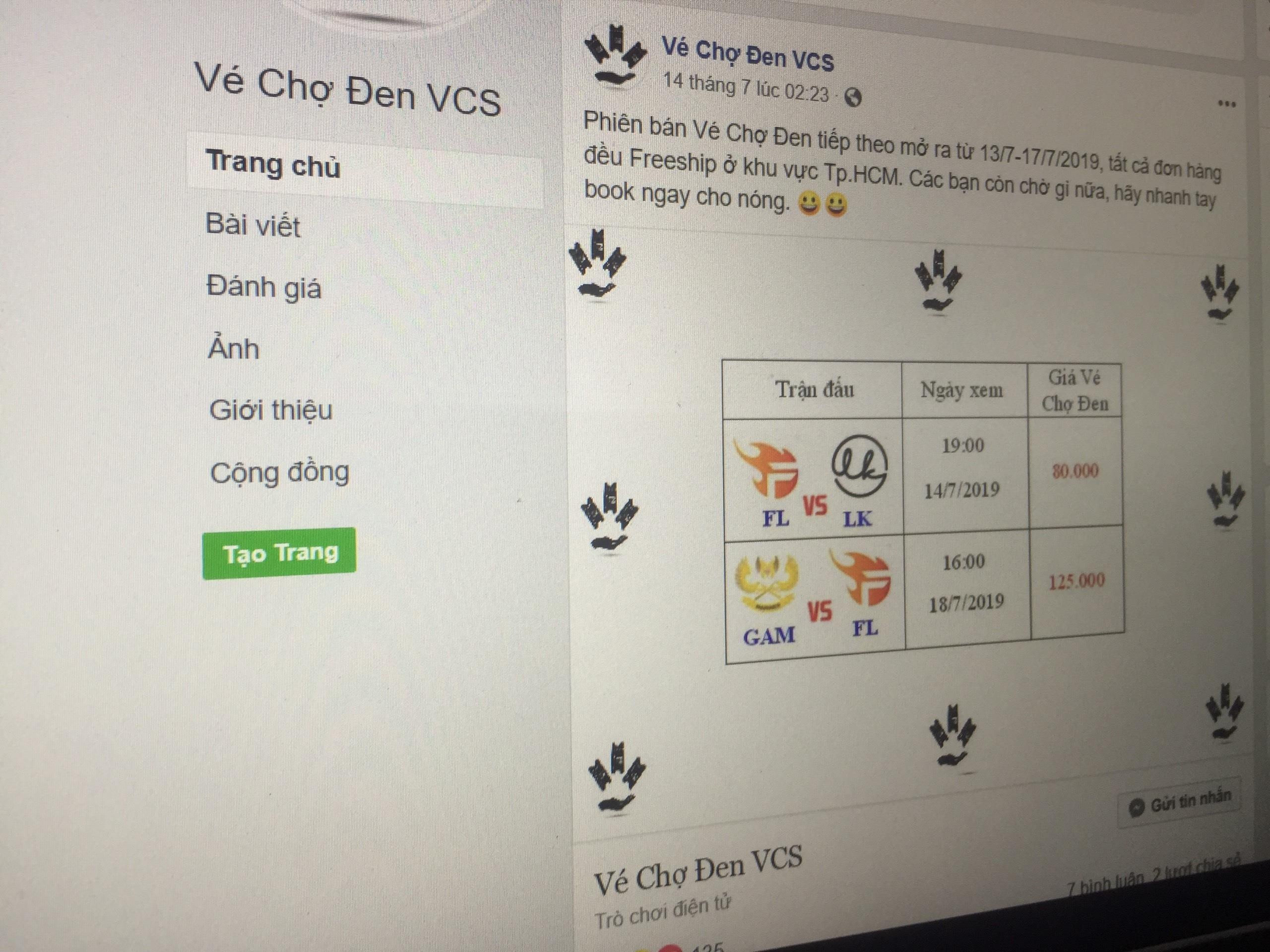 ve cho den vcs duoc rao ban tren facebook anh 1