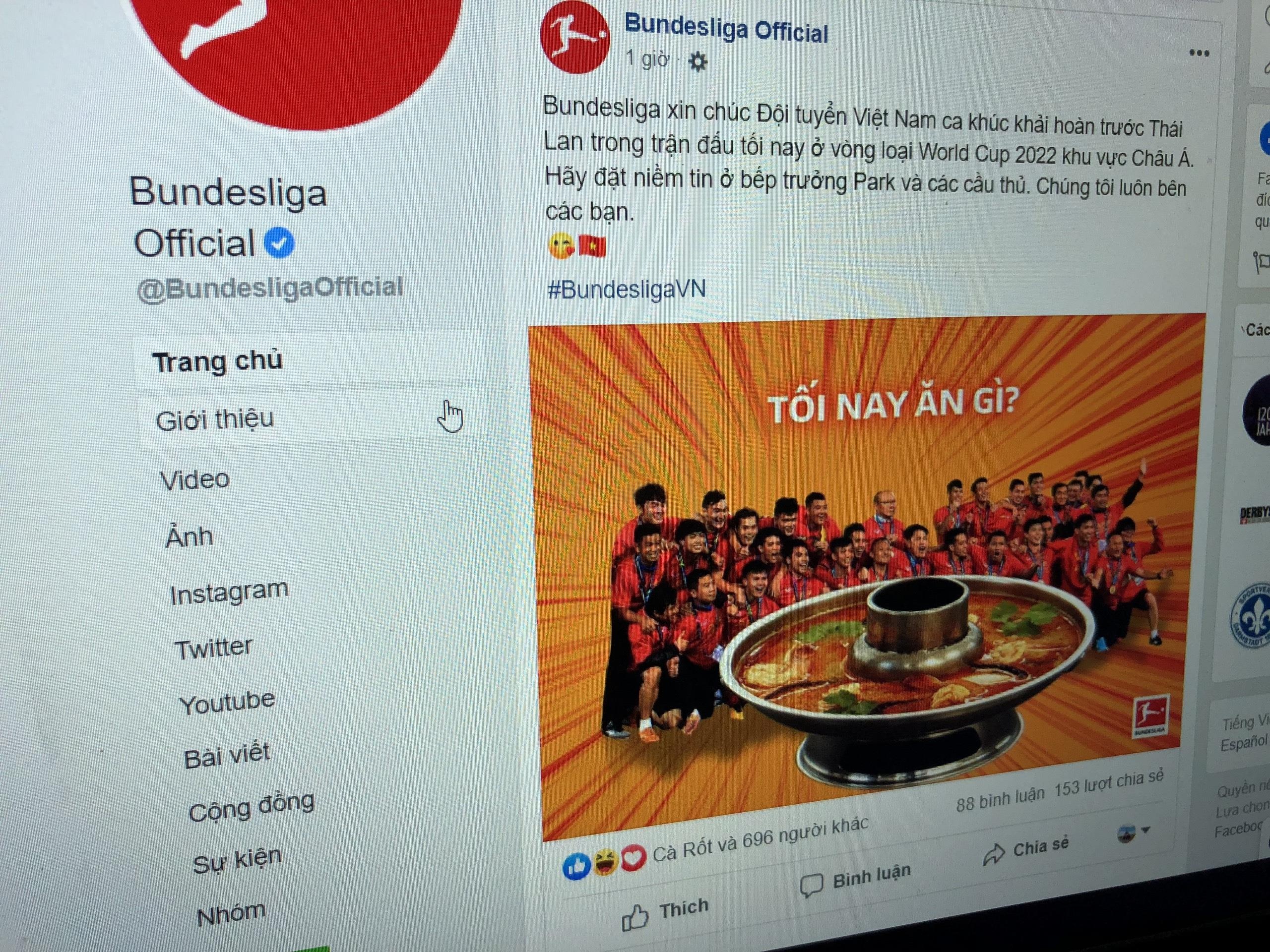 Fanpage cua Bundesliga chuc Viet Nam an lau Thai Lan hinh anh