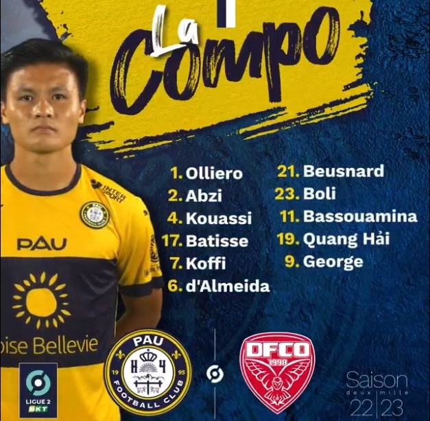 quang hai lan dau da chinh o ligue 2 anh 1