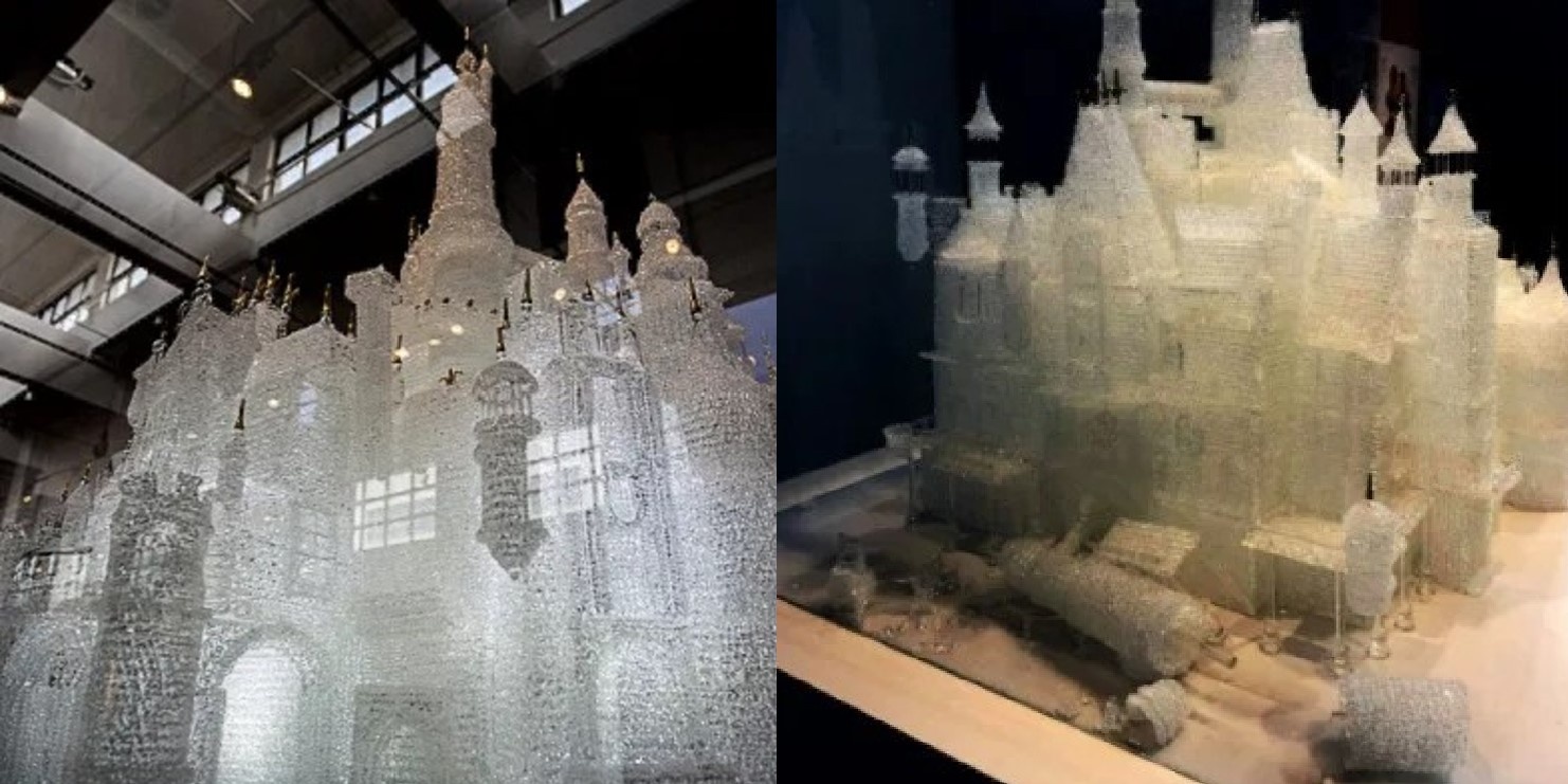 Lau dai thuy tinh lon nhat the gioi bi pha hong do tre con dua nghich hinh anh