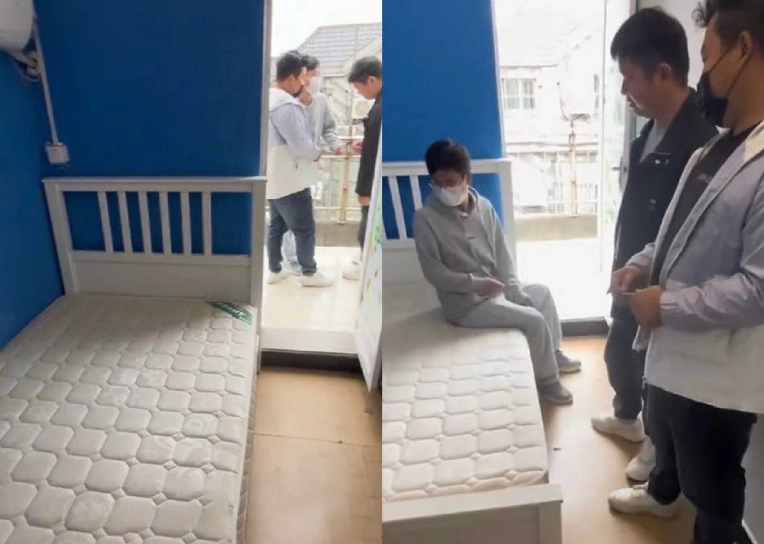 Nha Thuong Hai qua dat, 3 nguoi dan ong phai ngu chung 1 giuong don hinh anh