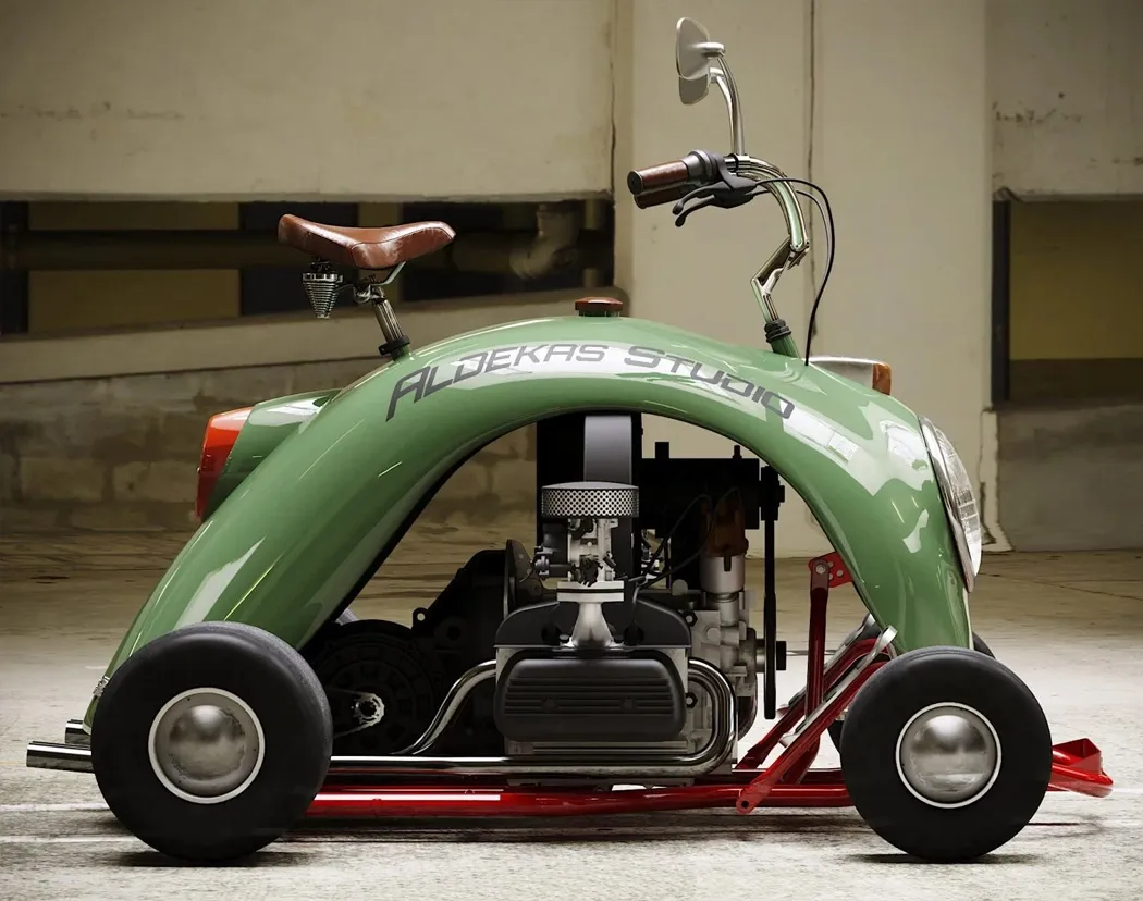 Xe 4 banh lam tu tam chan bun cua Volkswagen Beetle anh 6