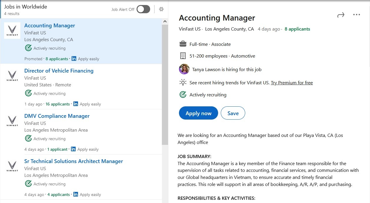 VinFast tuyen dung nhan su Tesla anh 3