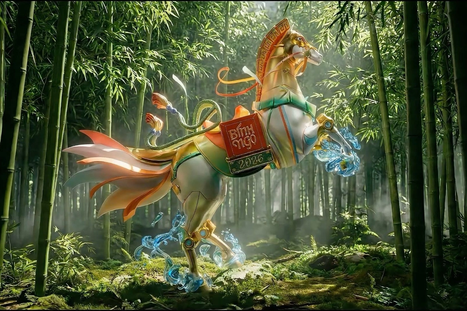 Ngua Thanh Giong lam linh vat Duong Sach Tet 2026 hinh anh