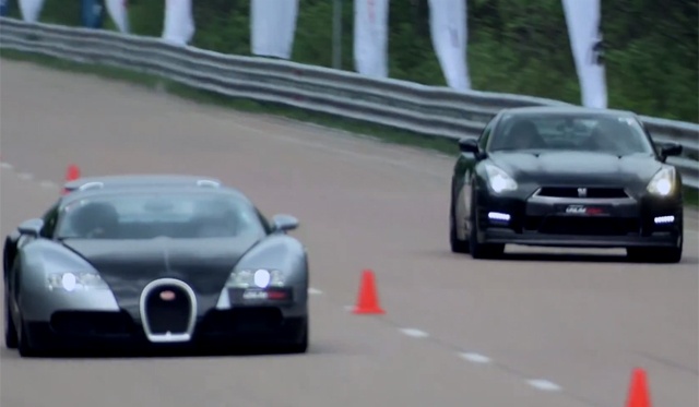 Nissan GT-R do thua sat nut Bugatti Veyron tren duong dua hinh anh