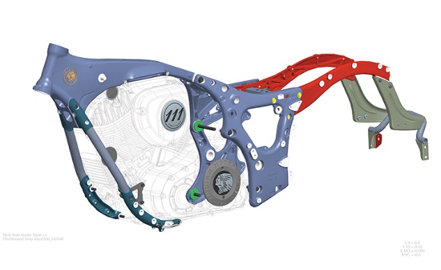 Hệ khung nhôm của mẫu xe Idian Chief 2014. Ảnh: Motorcycle.
