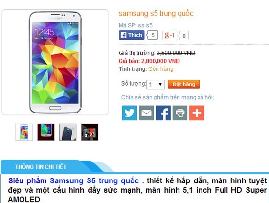 Galaxy S5 nhái được rao trên mạng.