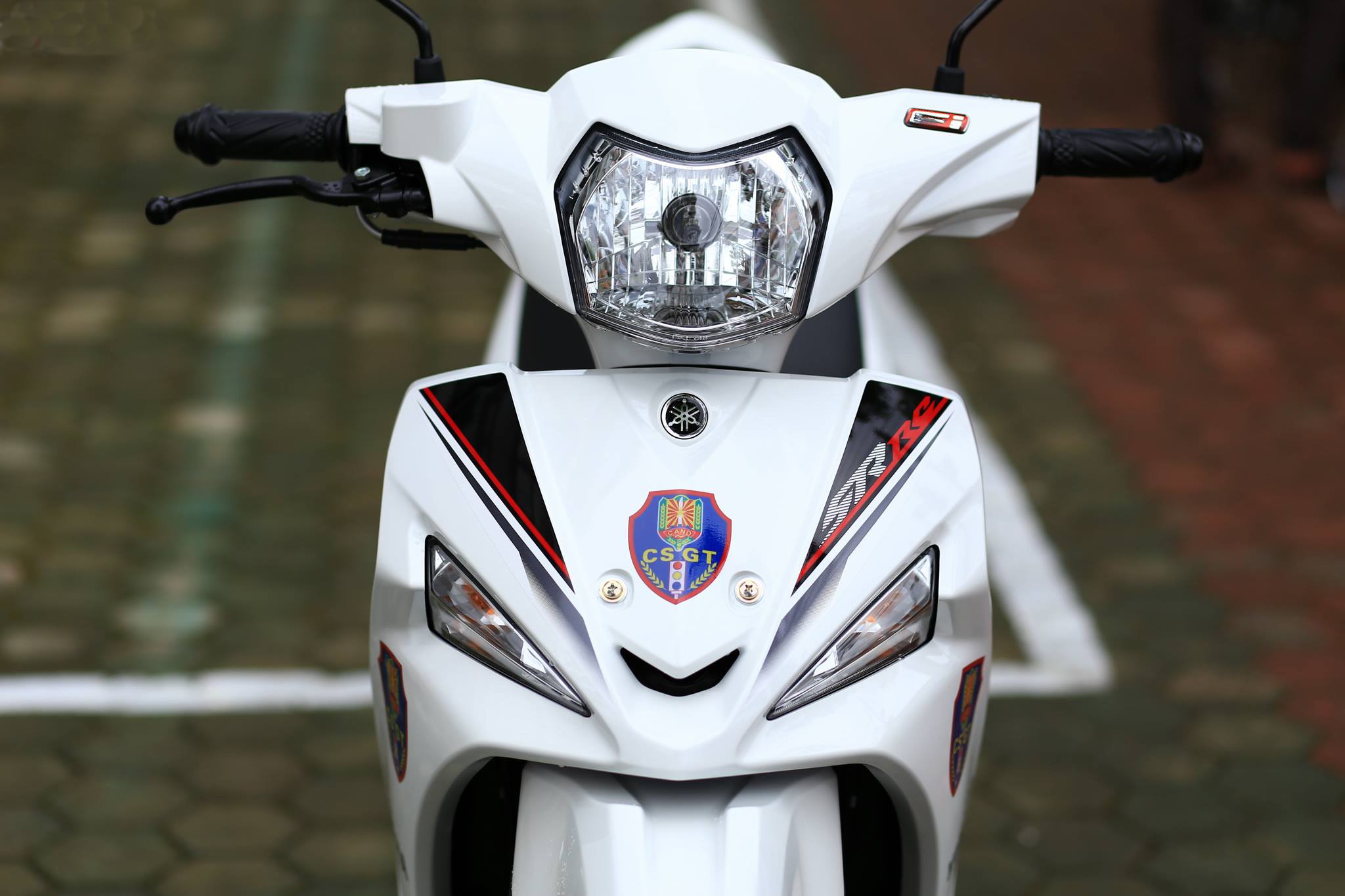 Thiết kế cụm đèn pha đa diện và có gắn lô gô “Fi”. Bên cạnh đó, biểu tượng của lực lượng cảnh sát giao thông cũng được dán trên phía đầu xe.