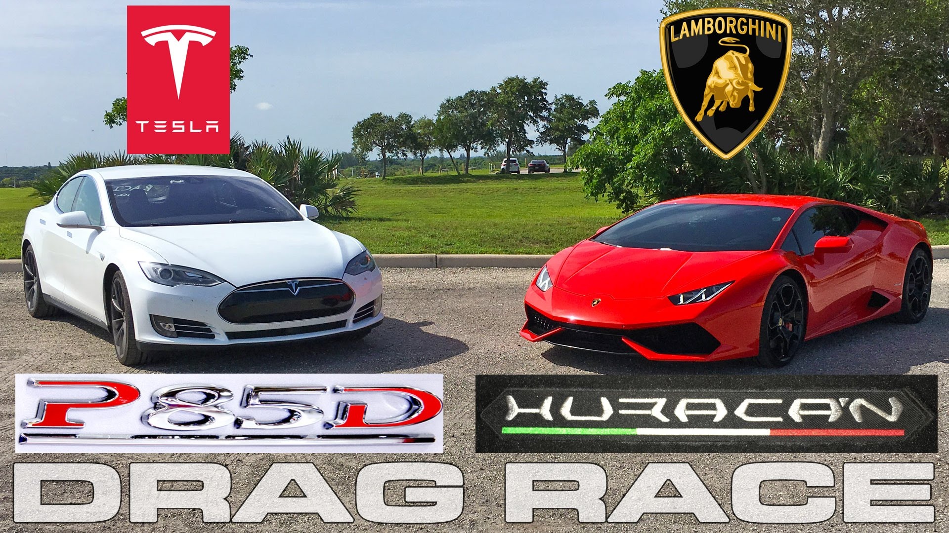 Xe dien Tesla Model S do suc Lamborghini Huracan hinh anh