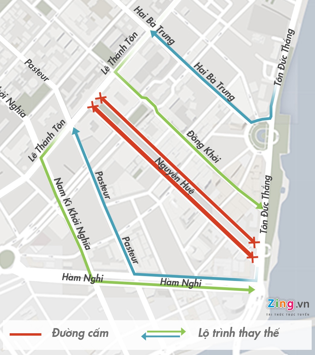 cam xe duong Nguyen Hue anh 1