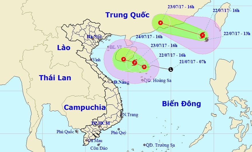 Ap thap nhiet doi va bao so 3 cung xuat hien tren Bien Dong hinh anh