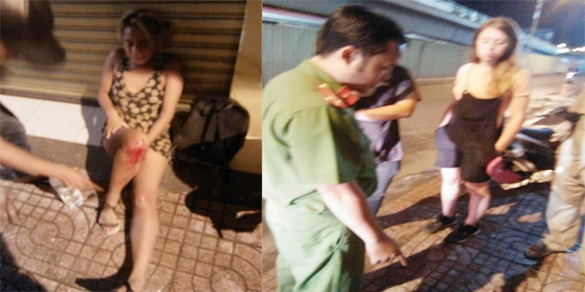 Hai nu du khach nguoi Duc mat xe may sau khi bi tai nan o Sai Gon hinh anh