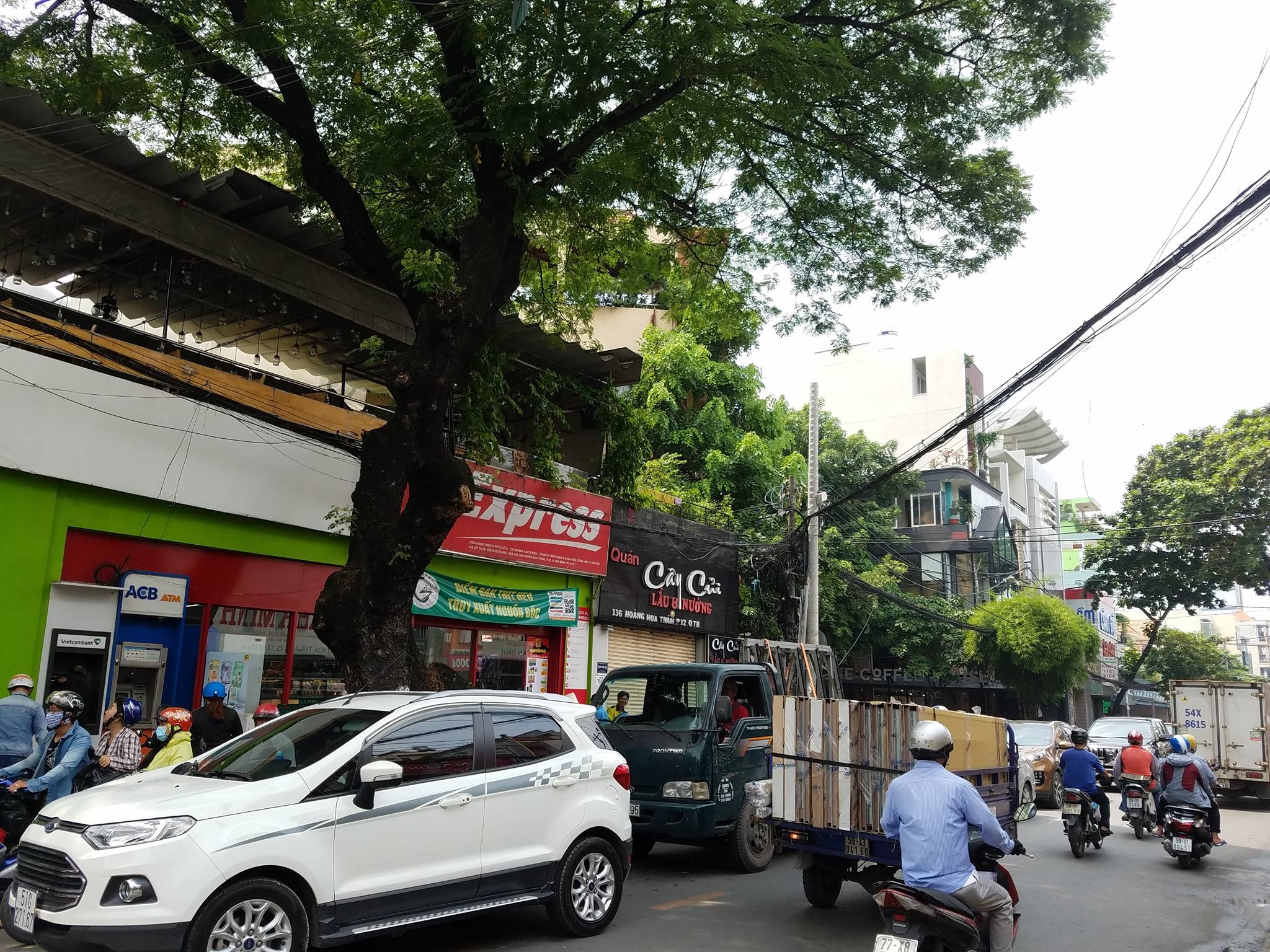 Don ha, di doi 123 cay xanh de mo duong giam ket xe o Tan Son Nhat hinh anh