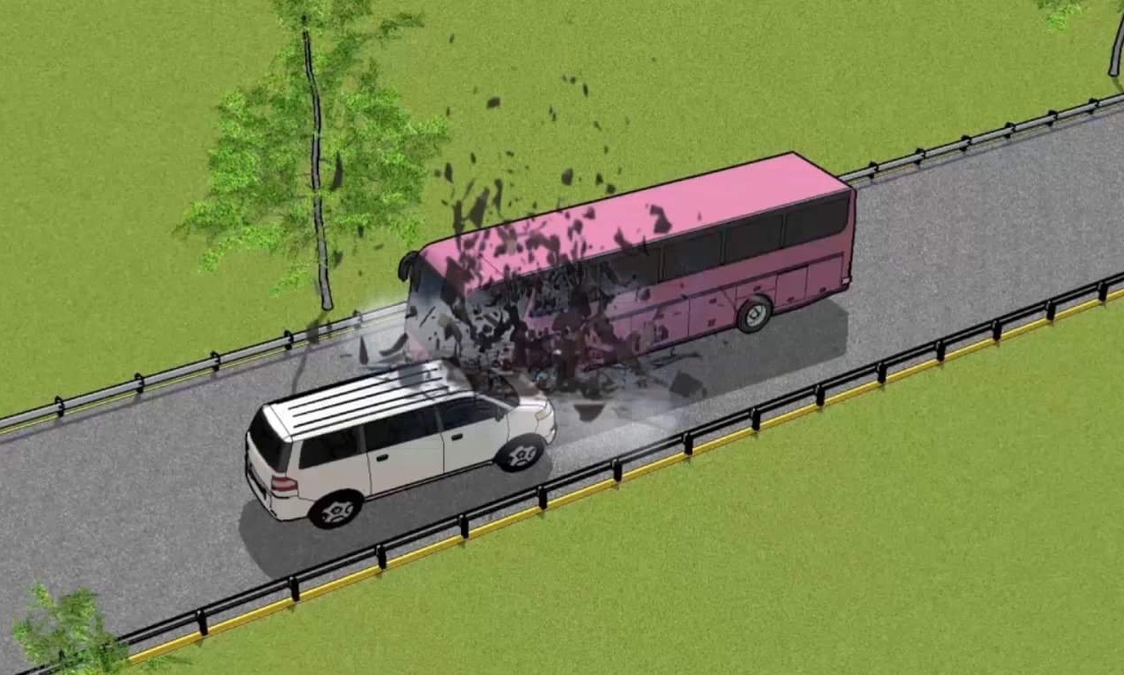 3D mo phong 2 xe khach tong nhau khien 6 nguoi thiet mang o Tay Ninh hinh anh