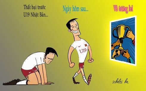 Tranh ve doc dao cua CDV danh tang U19 Viet Nam hinh anh