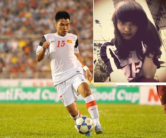 Fan nu xinh dep so huu ao dau cau thu U19 Viet Nam hinh anh