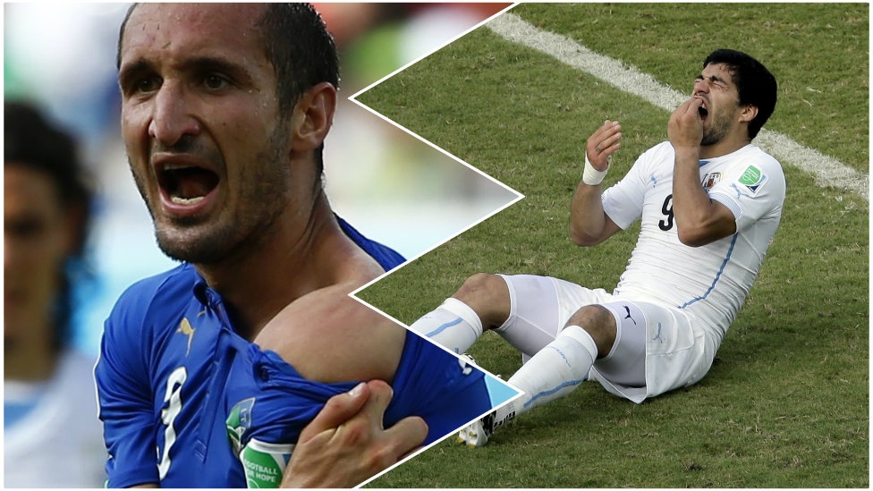 Turnaround. Praise turns to global criticism for Luis Suarez within days as he bites an opponent for the third time in his career. Italy's Giorgio Chiellini is the victim, earning Suarez a four-month ban from all football activity