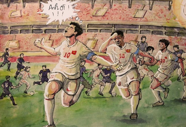 Bo tranh ve doc dao ve cac ngoi sao U19 Viet Nam hinh anh
