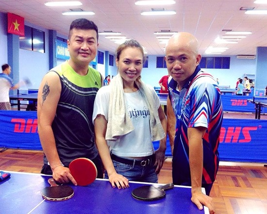 Mỹ Tâm tập luyện tại một CLB bóng bàn ở TP.HCM.