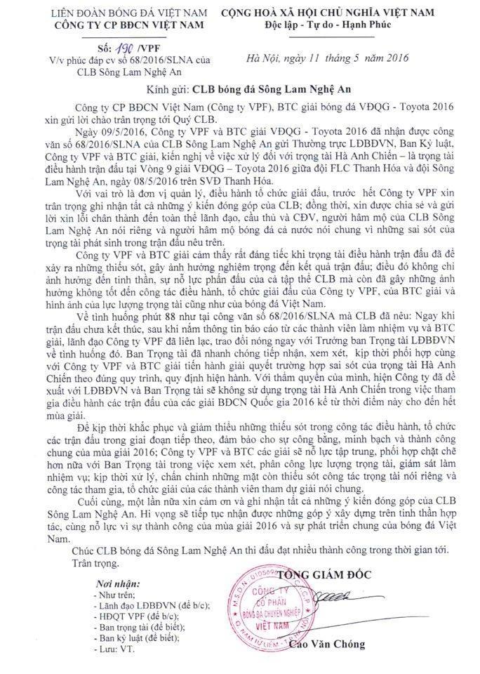 VPF xin lỗi SLNA ảnh 1 VPF xin loi SLNA anh 1