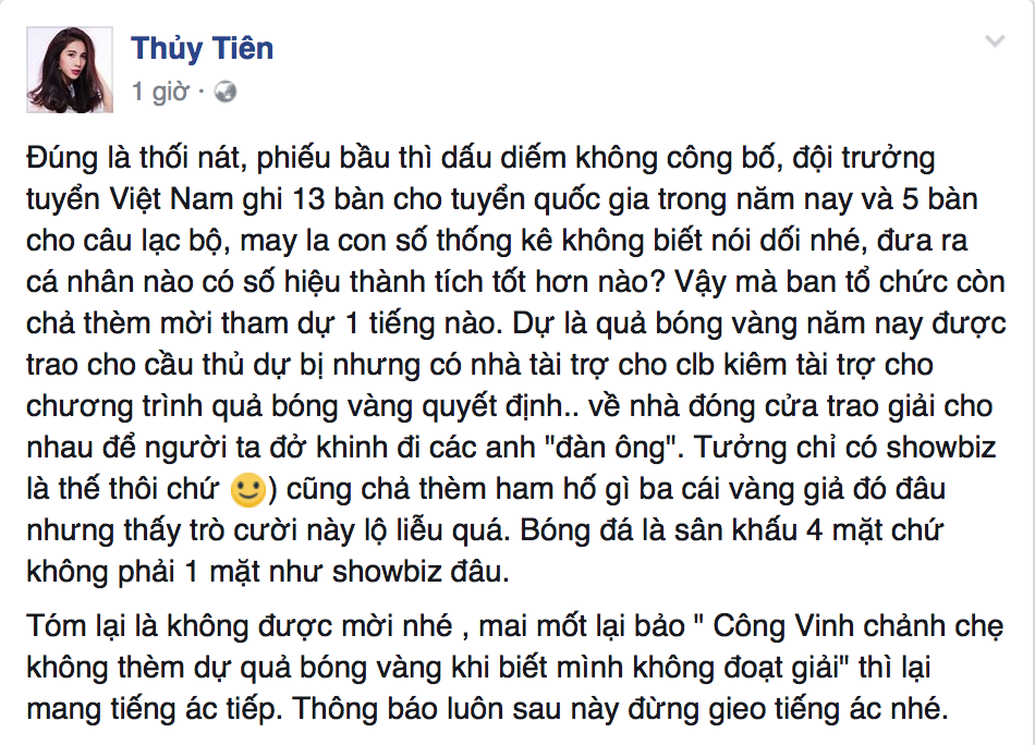 Cong Vinh khong duoc du giai QBV, anh 1