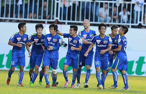 Lứa U-19 dự V-League 2015 dưới màu áo HAGL đã gây sốt ngay trận khai mạc. Ảnh: Xuân Huy.