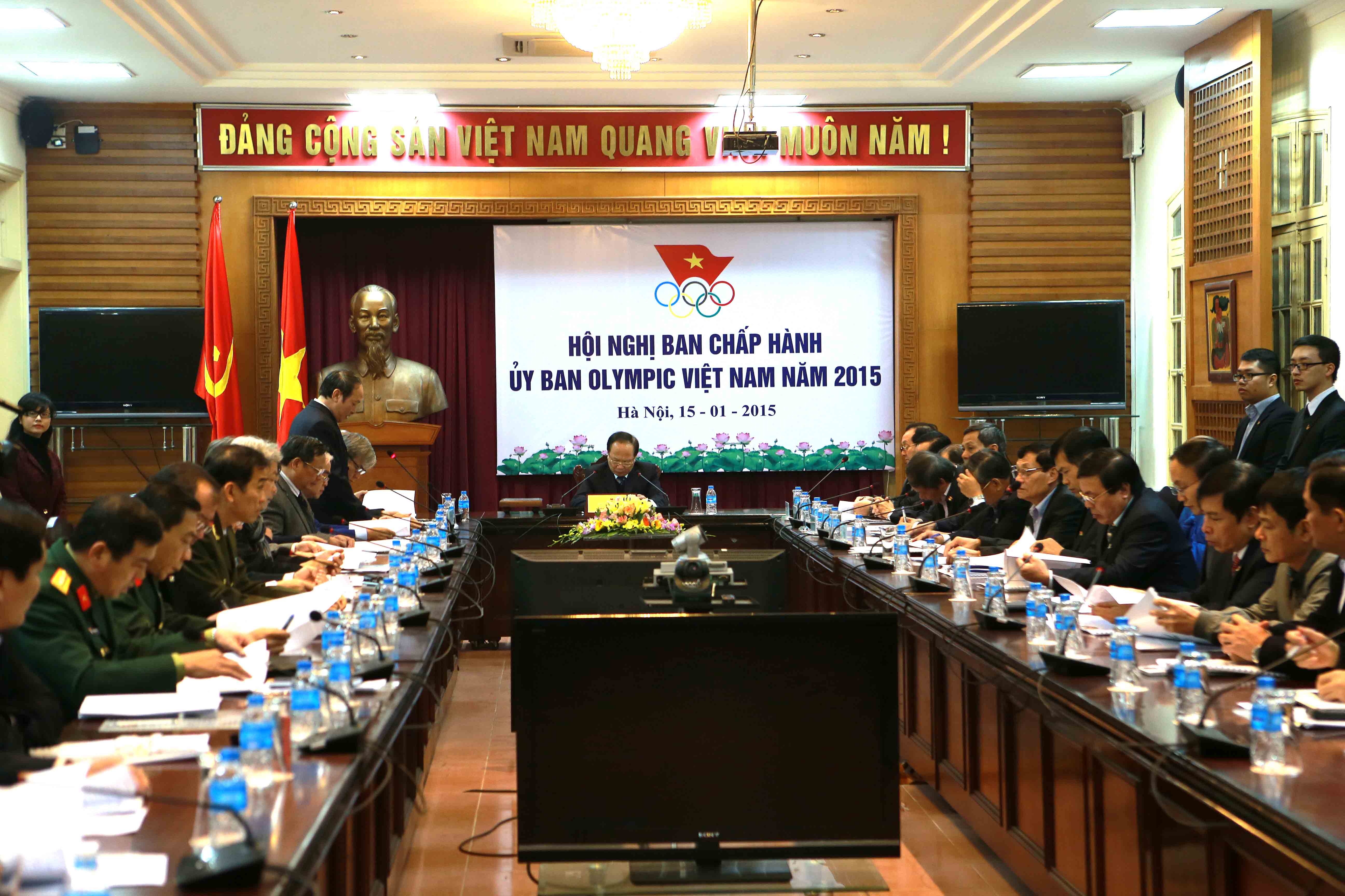 Hội nghị BCH Ủy ban Olympic Việt Nam diễn ra tại trụ sở Bộ Văn hóa, Thể thao và Du lịch sáng 15/1. Ảnh: Hải Đăng.