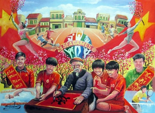 Bóng đá Việt Nam đang chờ để ghi tên mình vào lịch sử SEA Games. Tranh: An Thắng.