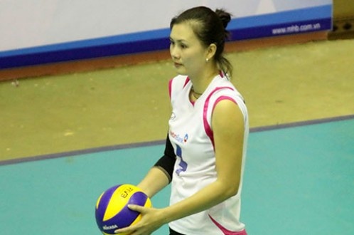 Kim Huệ chuẩn bị phát bóng. Ảnh: T.Phúc.