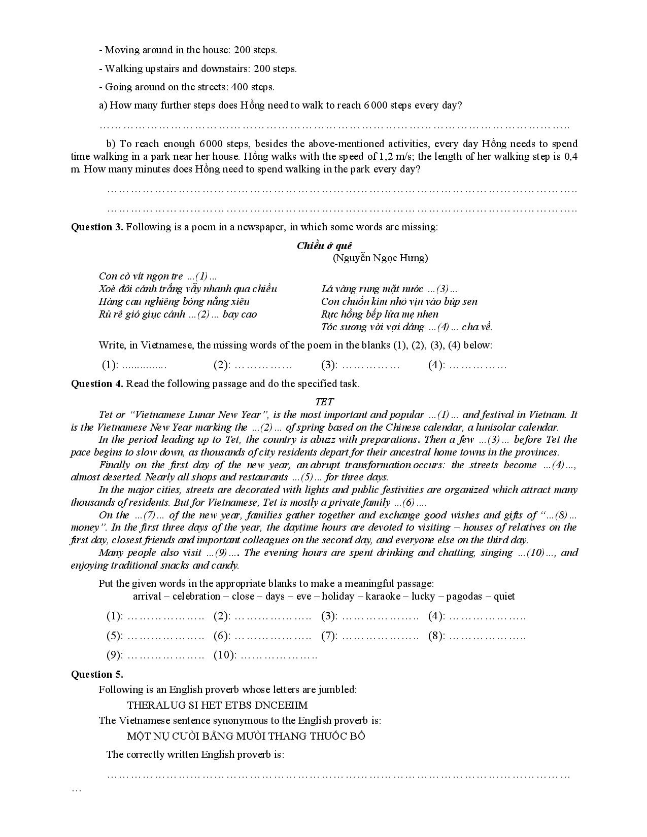 de va dap an bai khao sat Tieng Anh anh 2