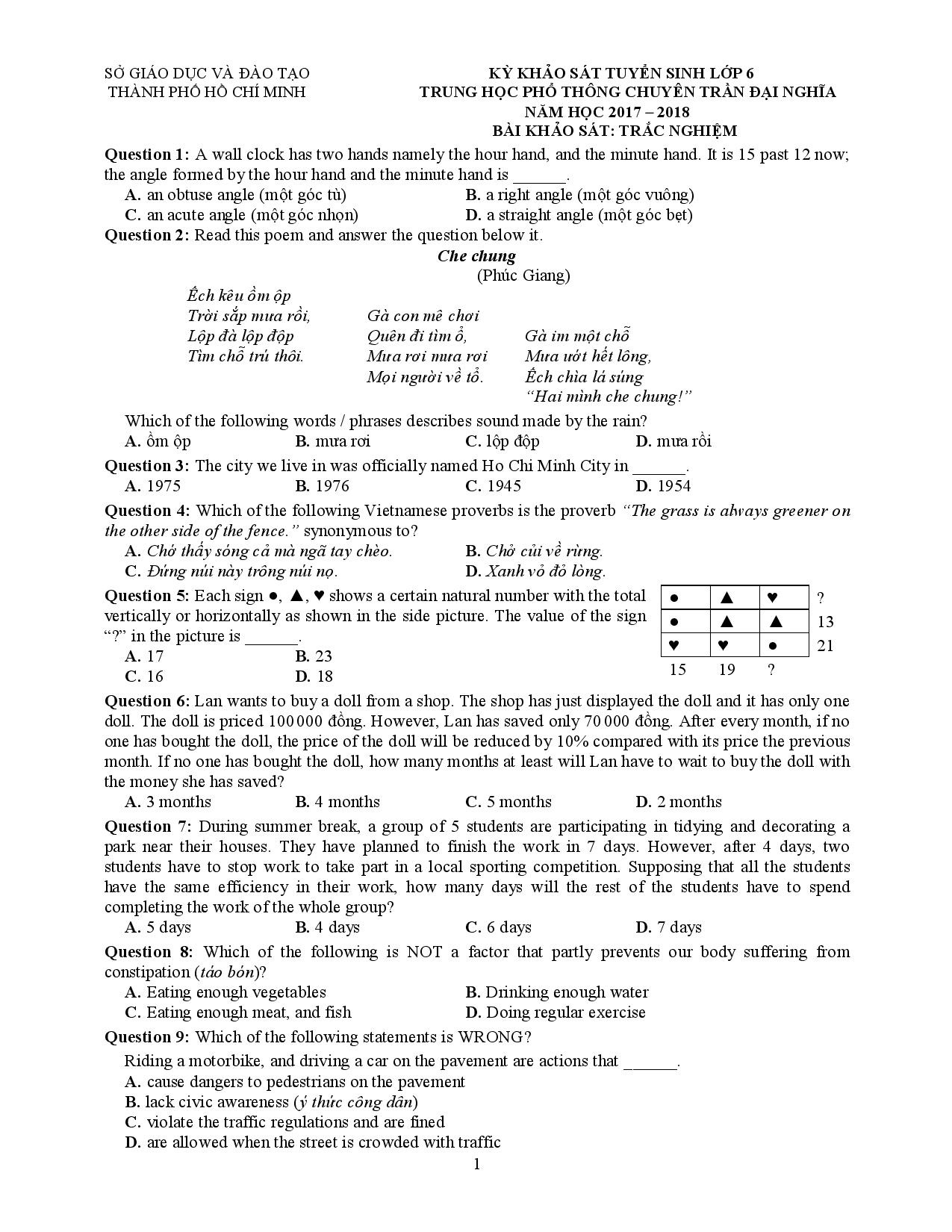 de va dap an bai khao sat Tieng Anh anh 5