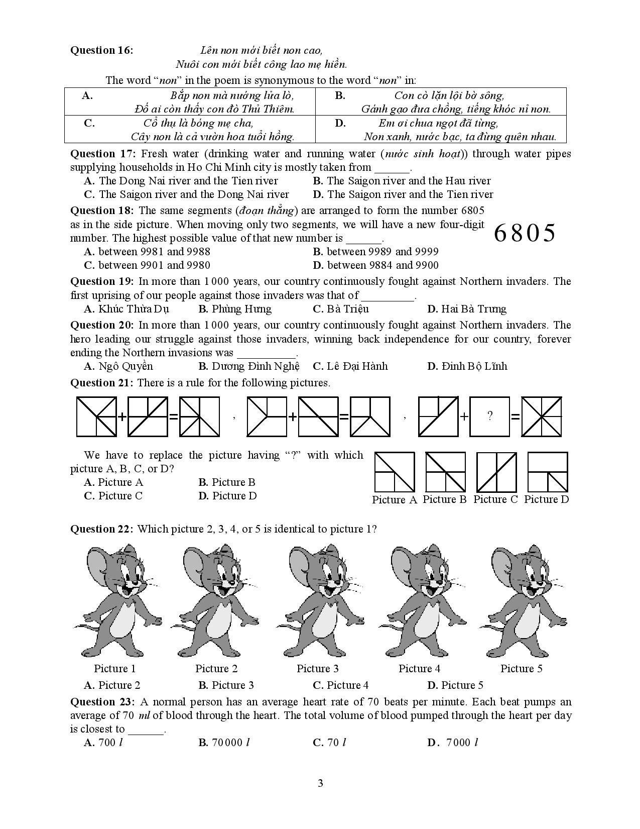 de va dap an bai khao sat Tieng Anh anh 7