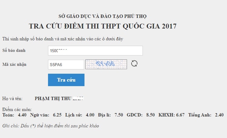Tra cuu diem thi THPT quoc gia 2017 cua tinh Phu Tho hinh anh