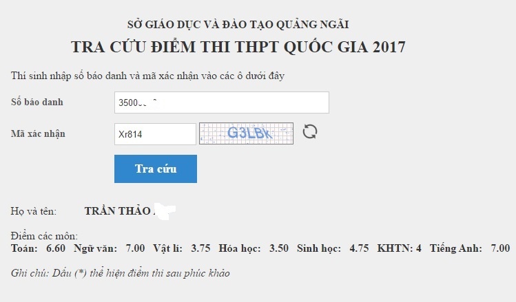 Tra cuu diem thi THPT quoc gia 2017 tinh Quang Ngai hinh anh