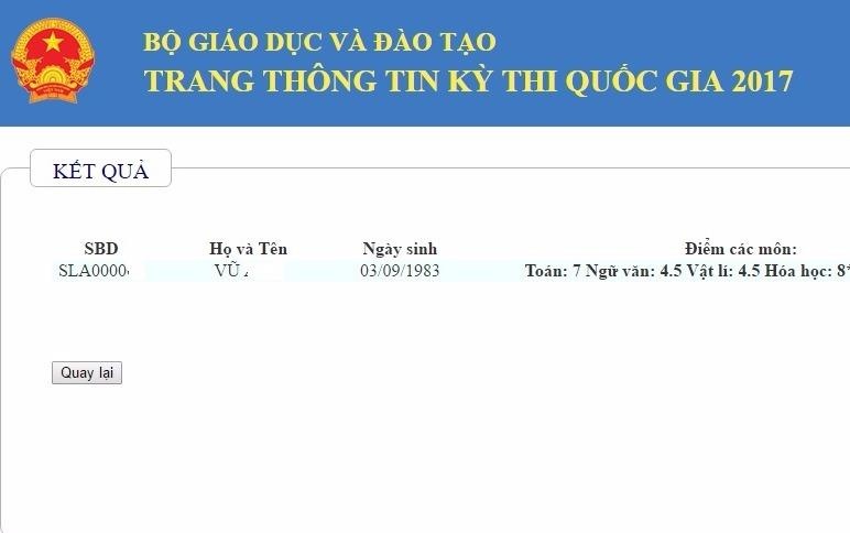 Son La cong bo diem thi THPT quoc gia 2017 hinh anh
