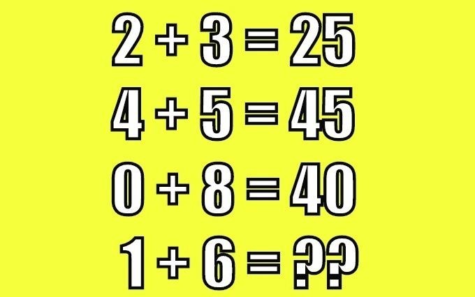 Tinh gia tri 1 + 6 khi 2 + 3 = 25 hinh anh