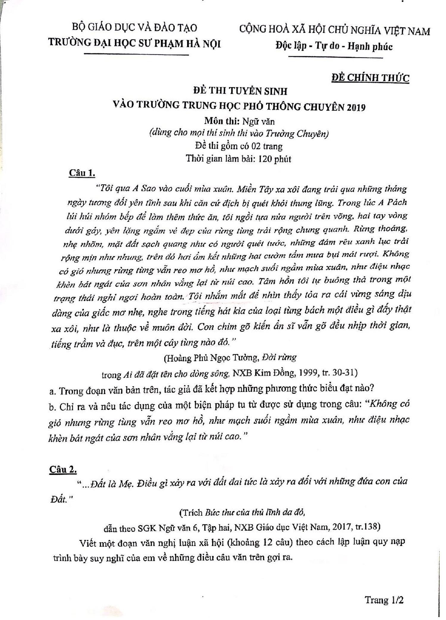 đề văn thi tuyển sinh lớp 10 ảnh 1 de van thi tuyen sinh lop 10 anh 1