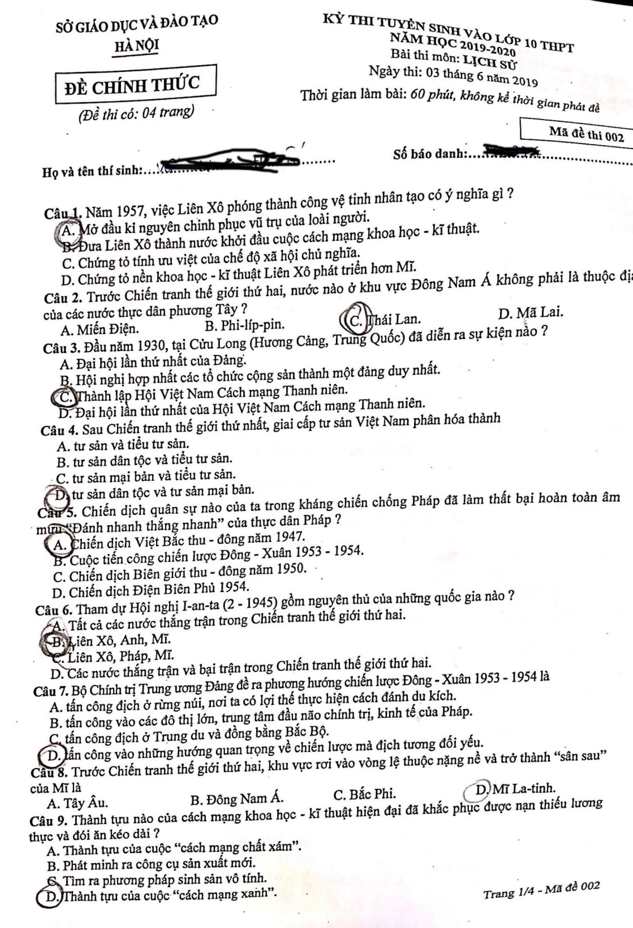 giải đề môn Lịch sử ảnh 2 giai de mon Lich su anh 2