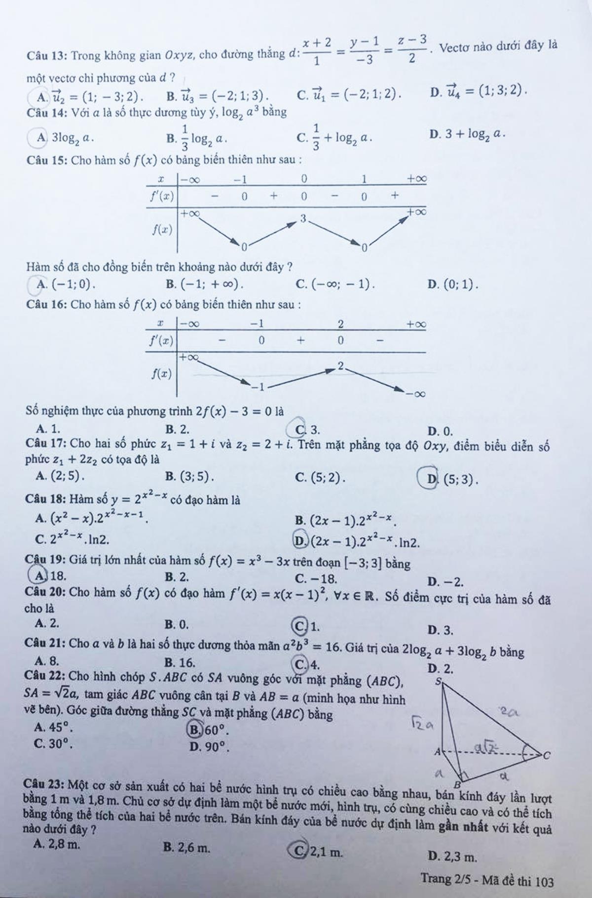 đáp án môn toán ảnh 2 dap an mon toan anh 2