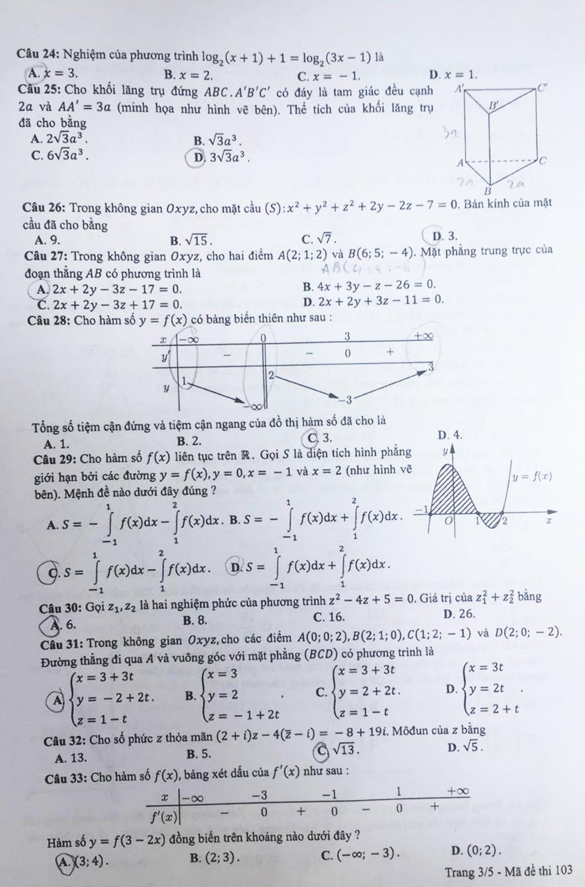 đáp án môn toán ảnh 3 dap an mon toan anh 3