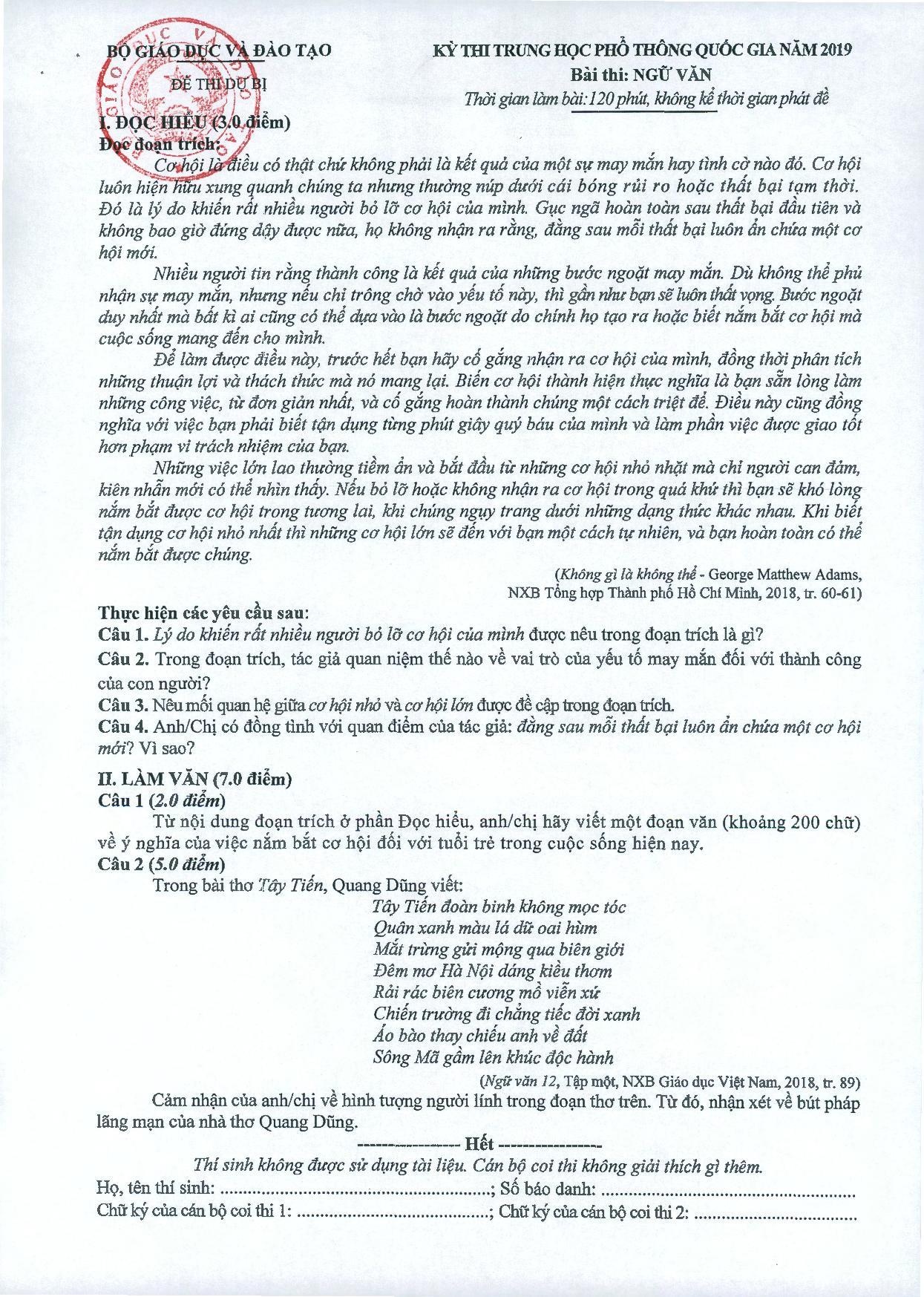 dap an ngu van THPT quoc gia 2019 anh 6