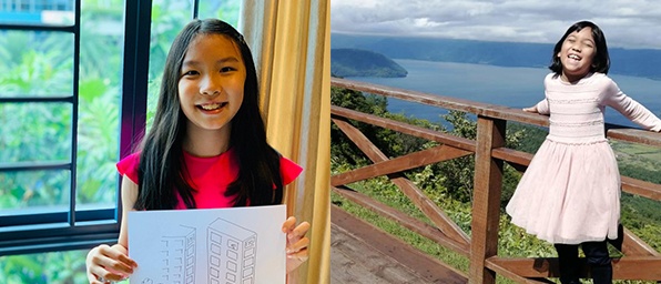 Phai o nha do dich, 2 co be 10 tuoi chap but cuon sach dau tay hinh anh