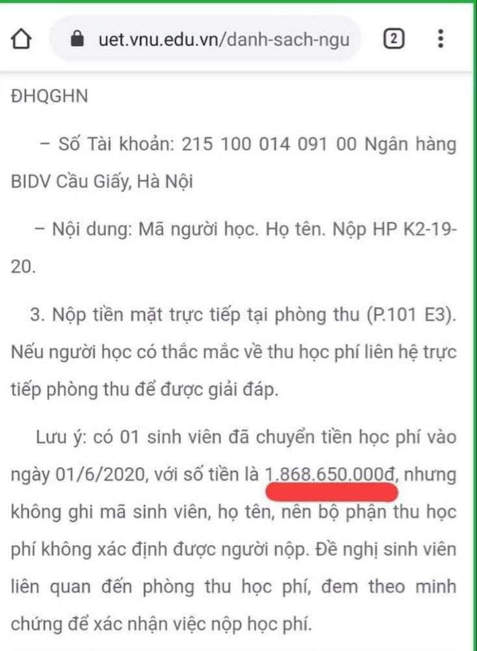Chuyen gan 2 ty dong tien hoc phi anh 1