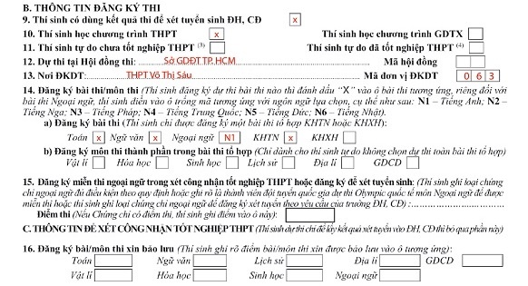 Cach ghi phieu dang ky du thi tot nghiep THPT anh 2