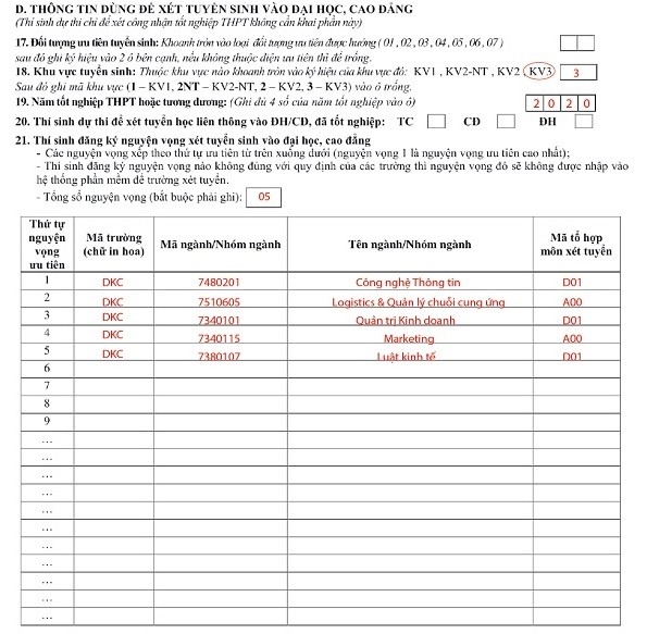 Cach ghi phieu dang ky du thi tot nghiep THPT anh 3