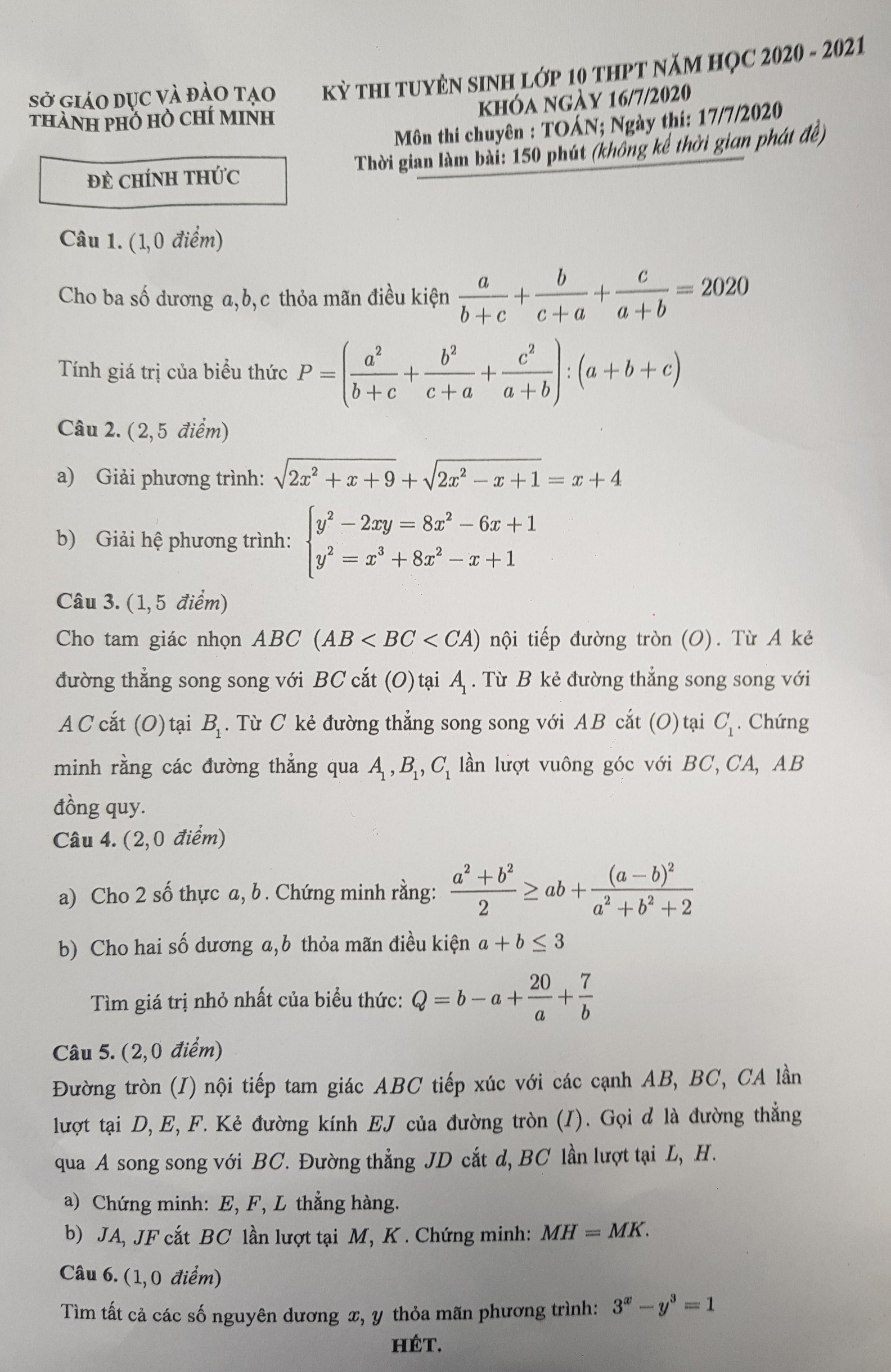 Đề thi các môn chuyên vào lớp 10 ảnh 1 De thi cac mon chuyen vao lop 10 anh 1